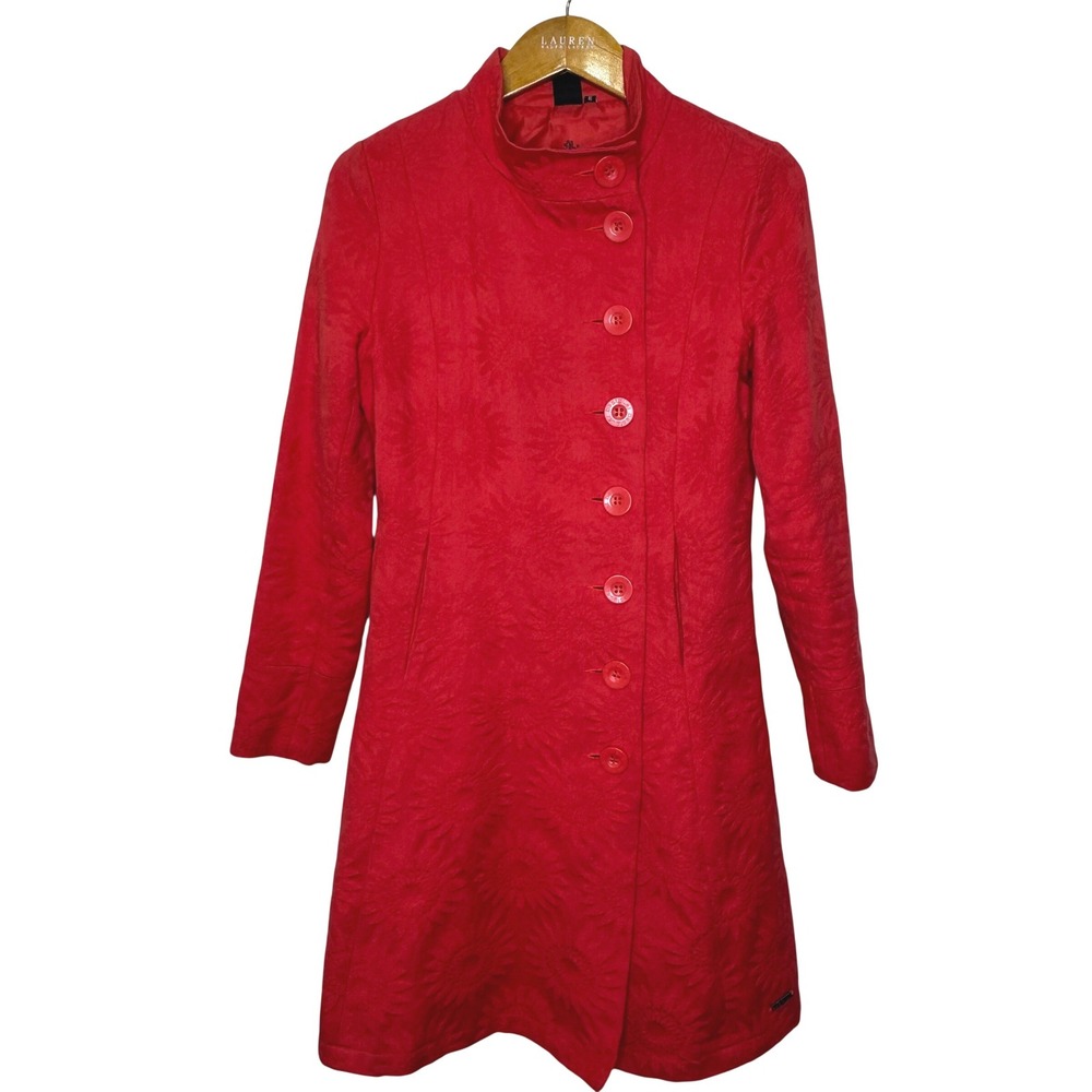 Desigual Coat Orange Sunflower Design Size 36 US 6‎